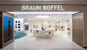 Braun Büffel Kuala Lumpur store design with innovative LED screen, attracting Millennial shoppers.